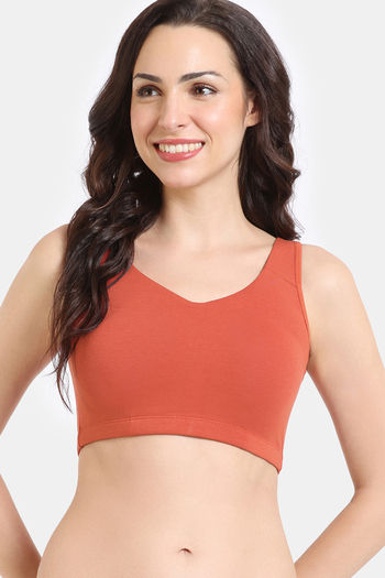 Buy Zivame Double Layered Non Wired Full Coverage Bralette Bra - Burnt Ochre